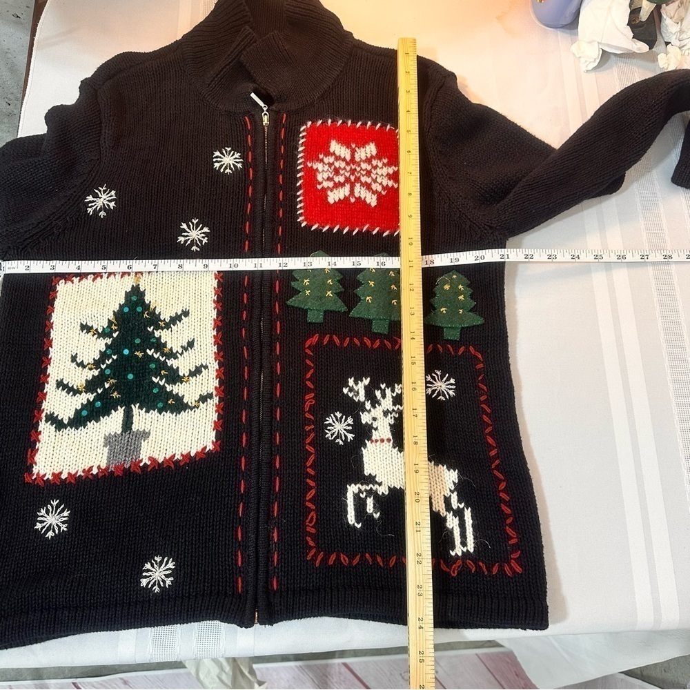 Women’s vintage Christmas cardigan zippered Christmas sweater stretchy g… - Picture 4 of 10